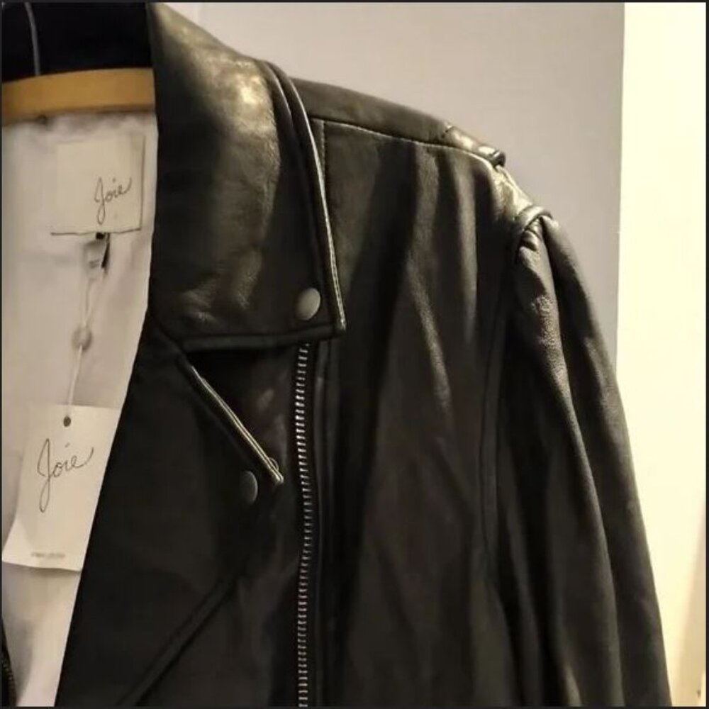 Brand New with Tag Joie Black Leather Jacket Classic and Versatile Style - Picture 12 of 16